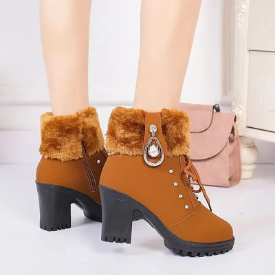 Elegant winter ankle boots for women with heels