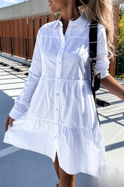 Evelyn Women's Casual Dresses with Fixed Buckle and Turn-Down Collar