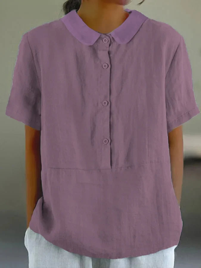 Emma - Relaxed plain collar button-down shirt