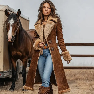 Women's long coat in a classic retro style