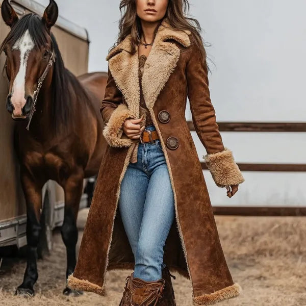 Women's long coat in a classic retro style