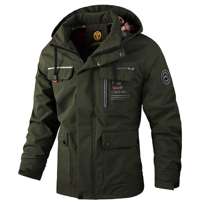 Men's mid-length jacket with hood, stylish and functional
