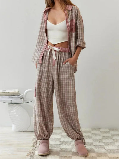 Women's two-piece plaid pajama set
