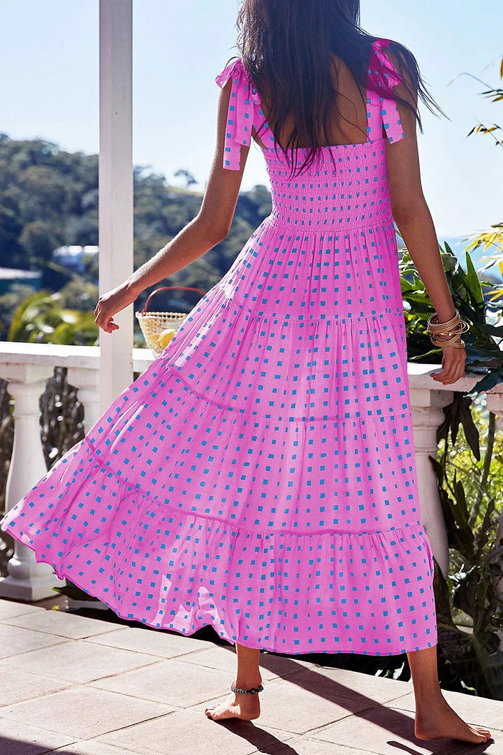 Mia - Printed dresses with thin straps and urban fashion patches