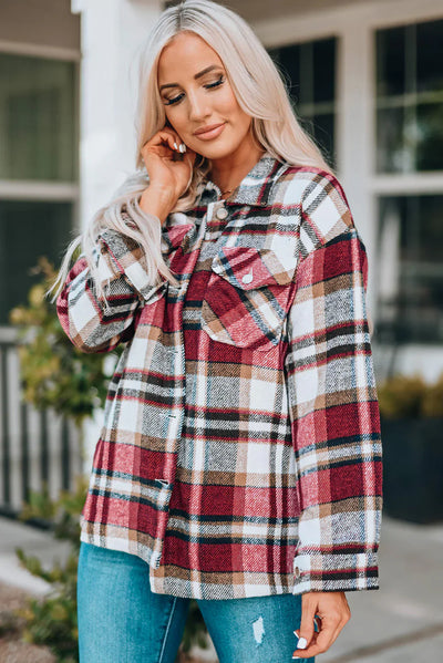 Cozy Plaid Jacket with Buttons and Pockets