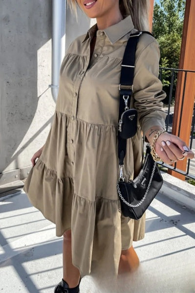 Evelyn Women's Casual Dresses with Fixed Buckle and Turn-Down Collar