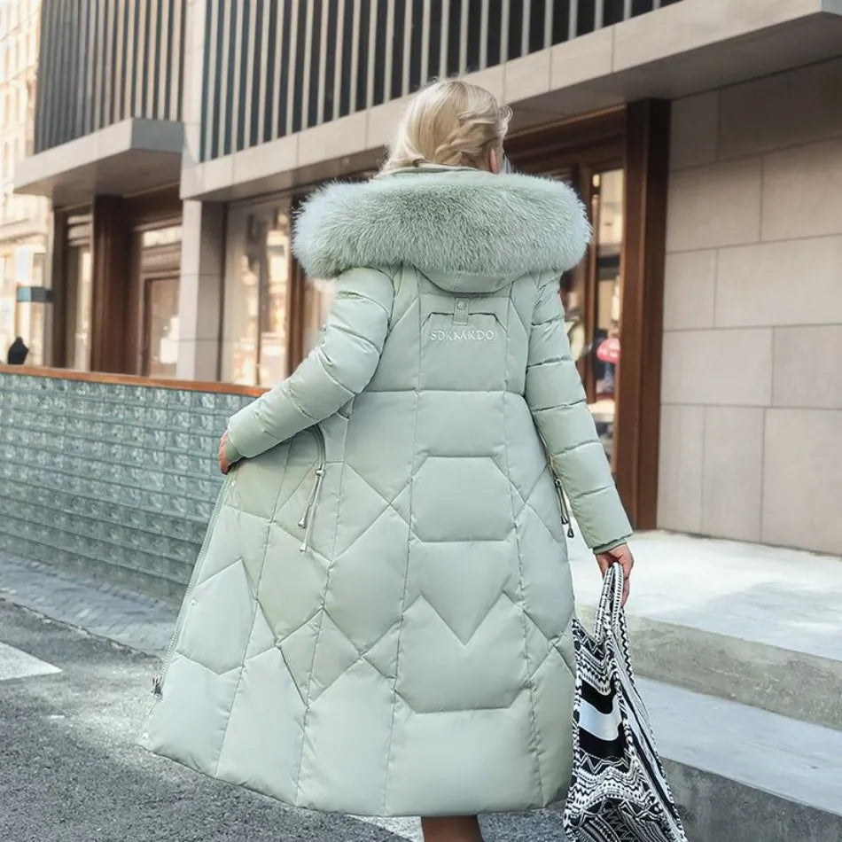 Women's Long Winter Coat with Exquisite Hooded Design