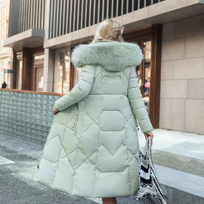 Women's Long Winter Coat with Exquisite Hooded Design