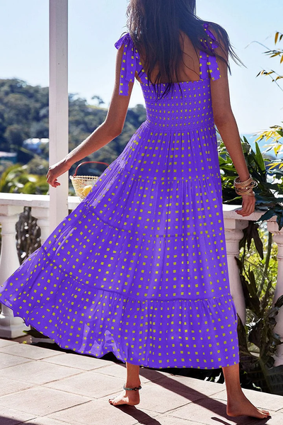 Mia - Printed dresses with thin straps and urban fashion patches