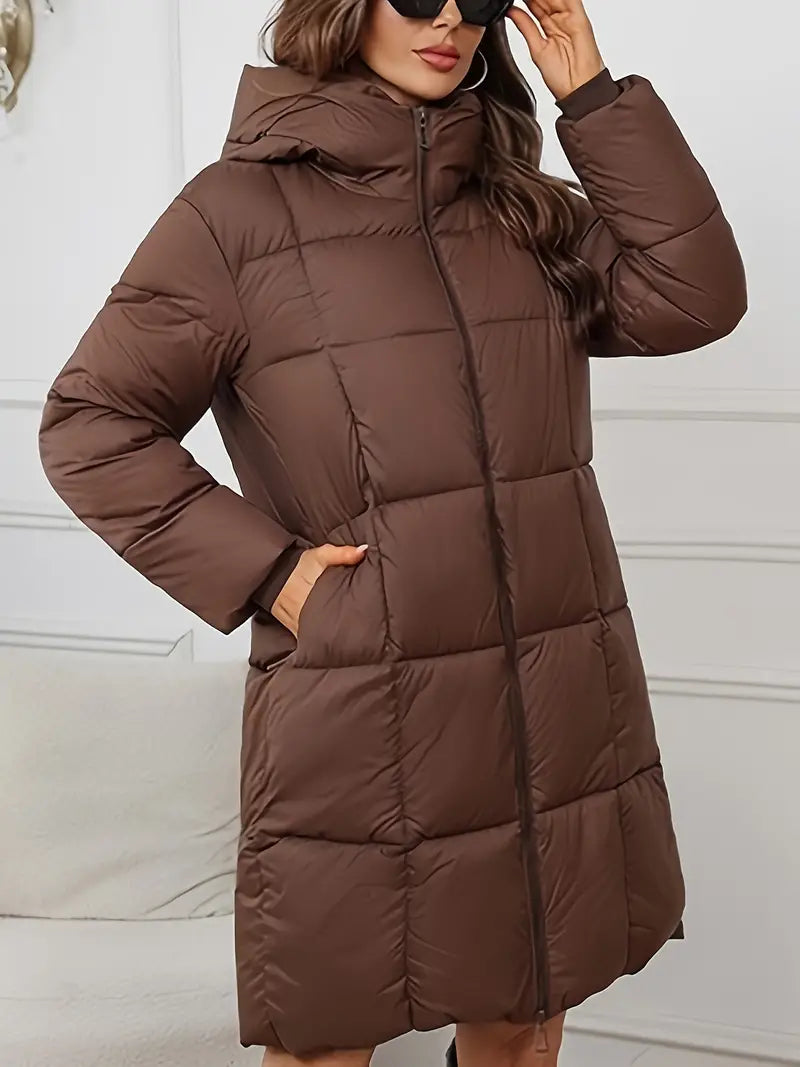 Women's Long Winter Coat with Hood - Style and Protection