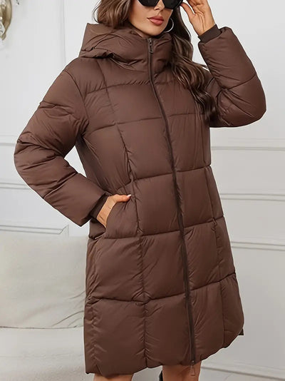 Women's Long Winter Coat with Hood - Style and Protection