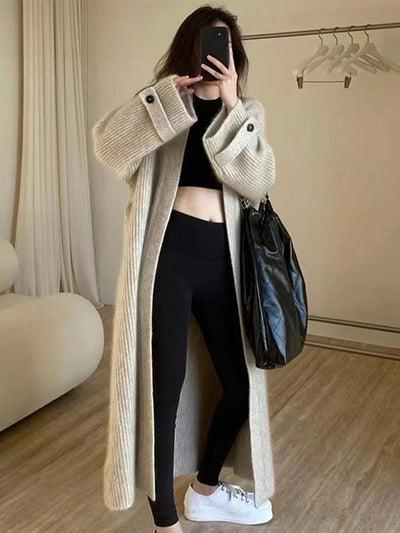 Long-Sleeved V-Neck Knit Cardigan for an Urban Style