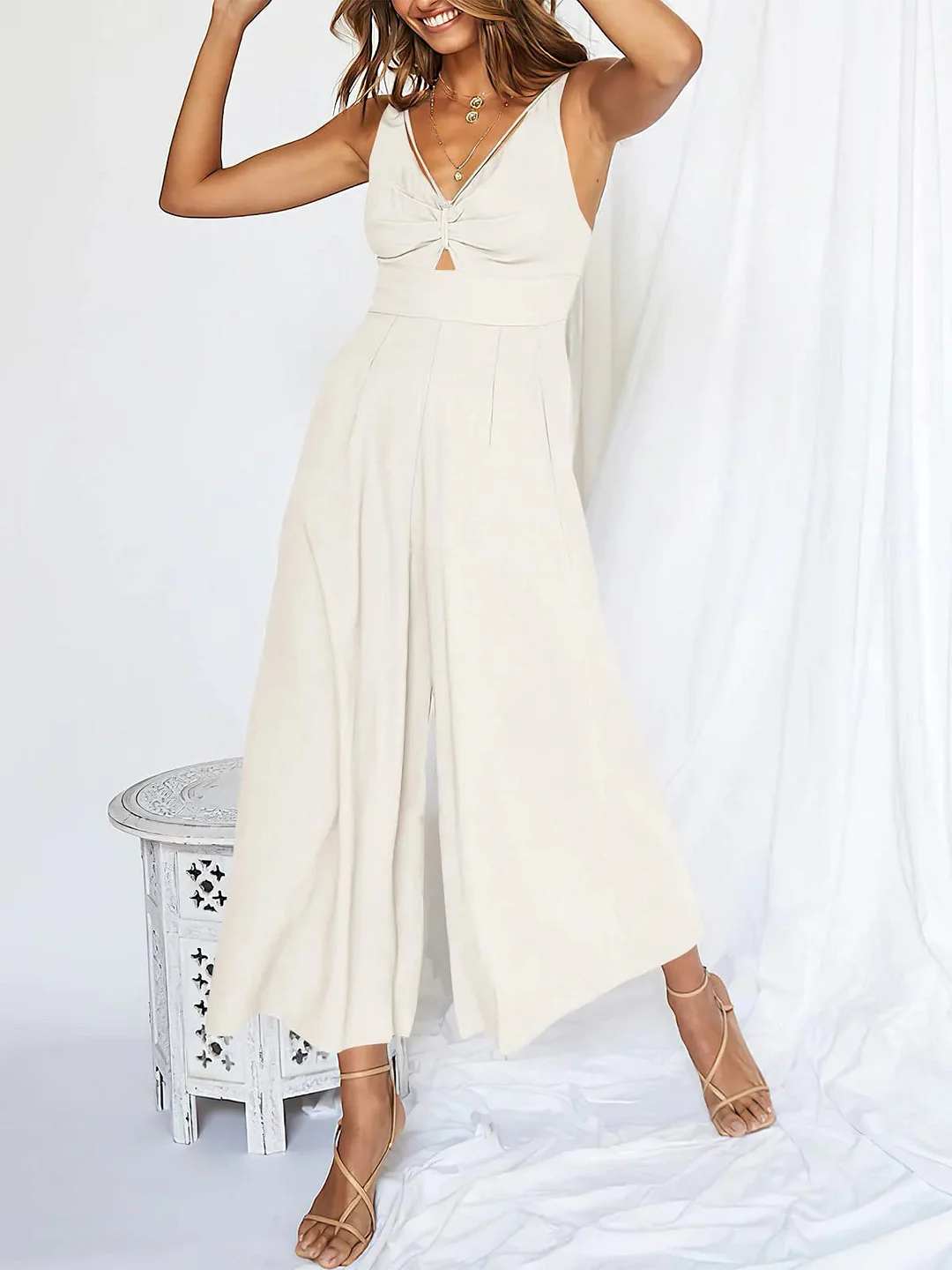 Janna - High Waisted V-Neck Jumpsuits on Sale