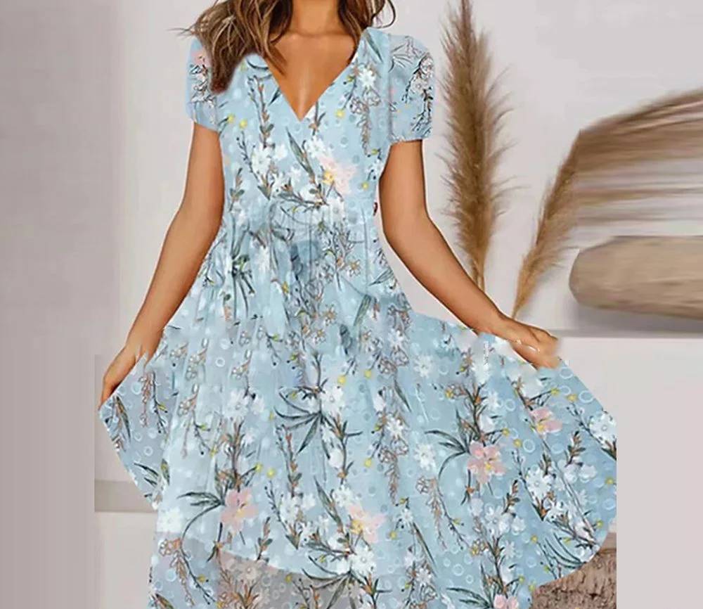 Delia - Elegant Retro V-Neck Dress