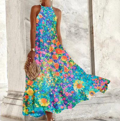 Angela - Sleeveless halterneck maxi dress