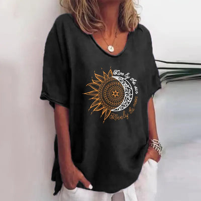 Alba - Green Floral Print Crew Neck Half Sleeve T-Shirt