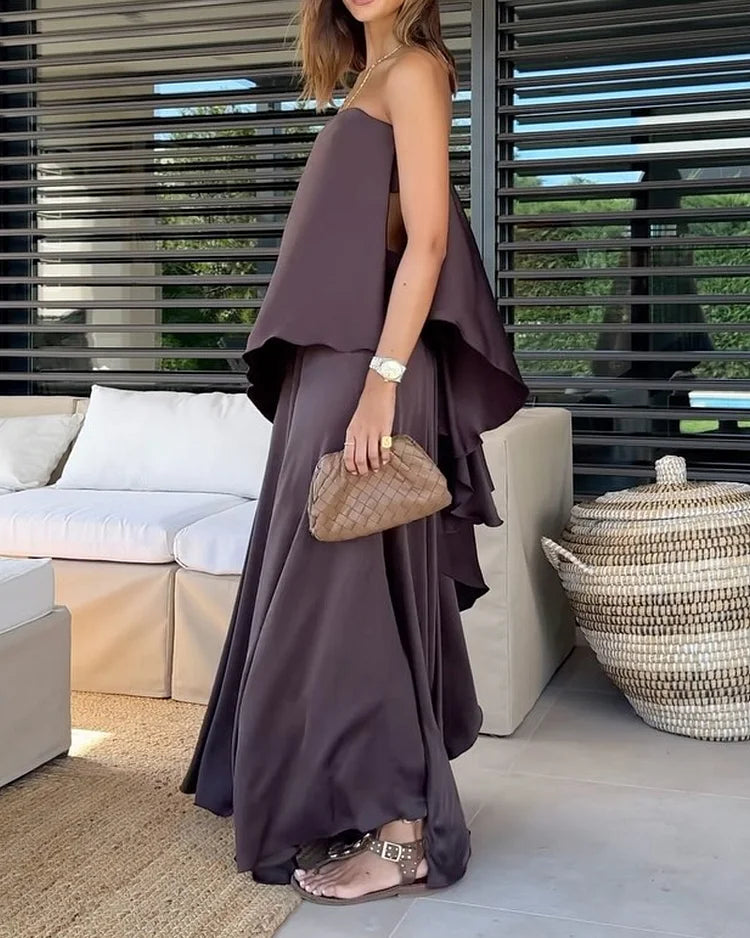 Modern women's set with a full skirt and elegant cape top