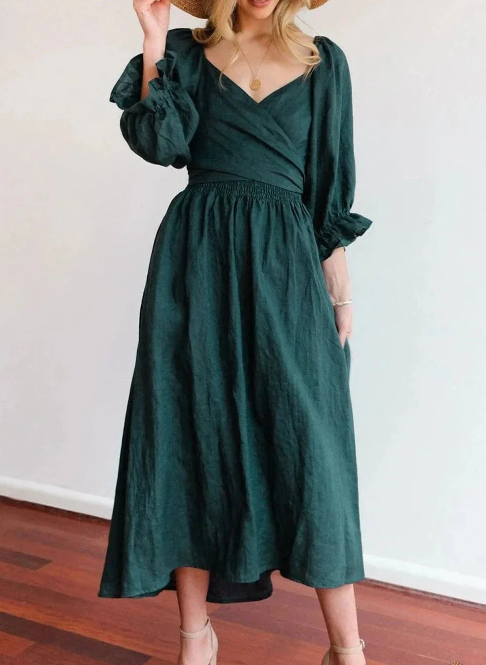 Evelyn - Elegant A-line Dresses with Square Neck and Solid Ruffles