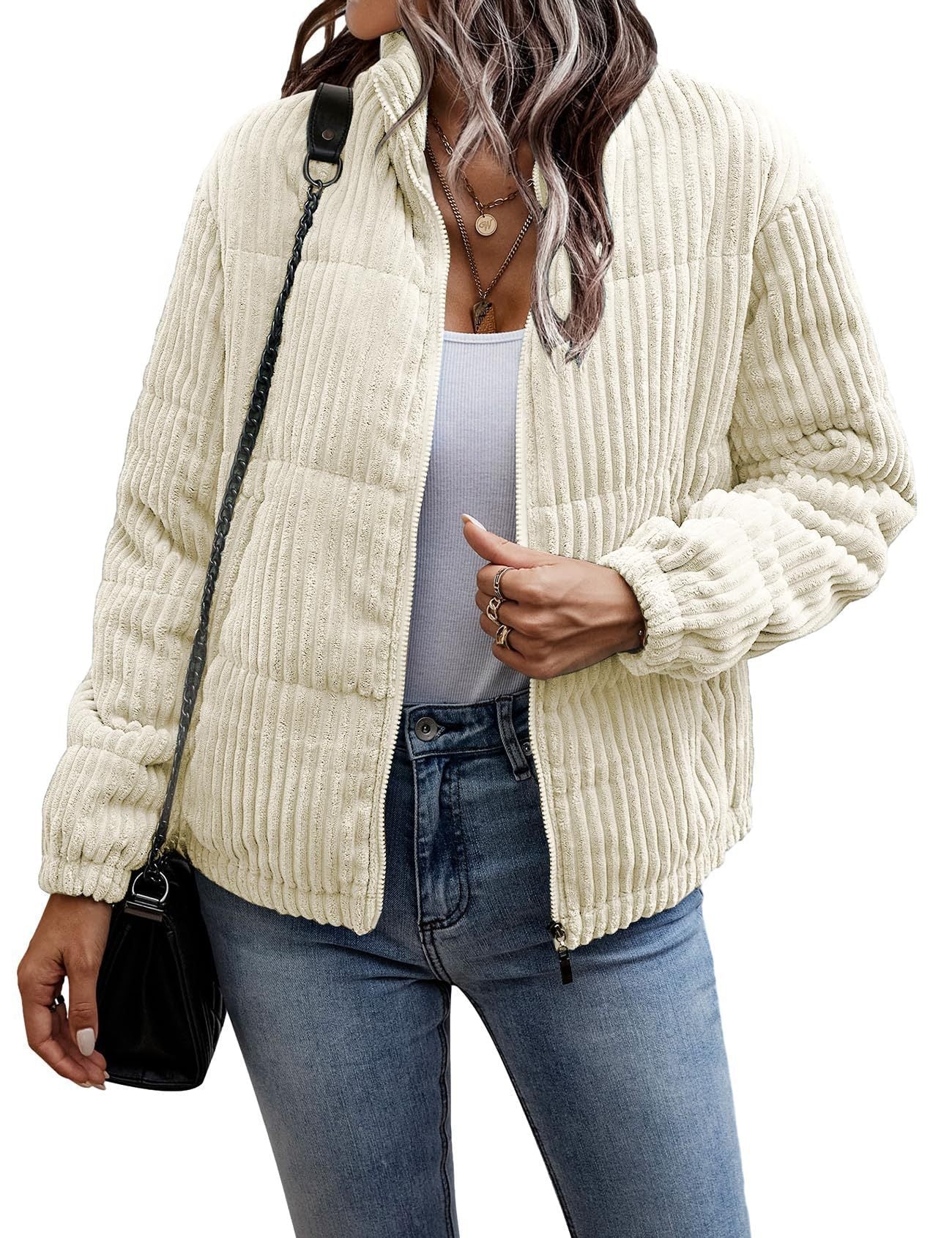 Women's Lightweight Ribbed Jacket with Handy Pockets