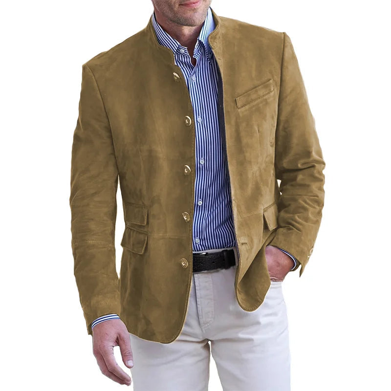 Classic style men's jacket with elegant and timeless button closure