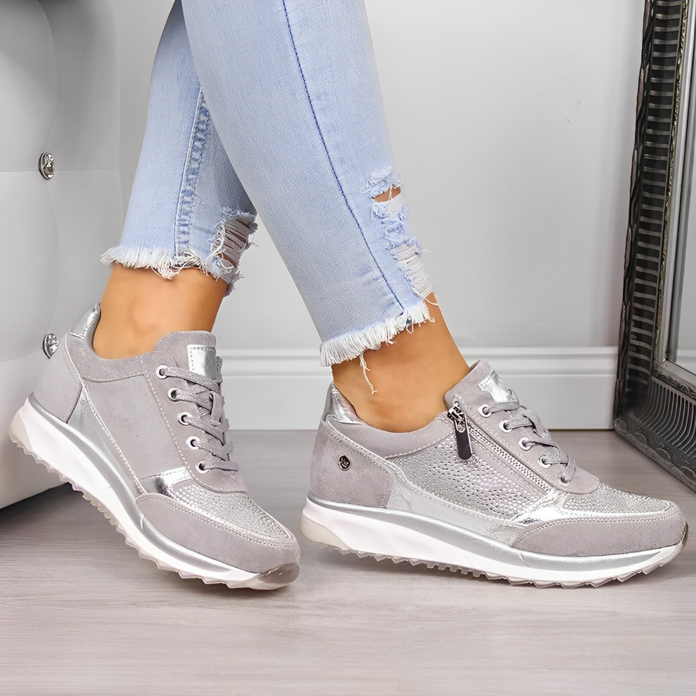 Modern women's sneakers with easy-to-wear zipper closure