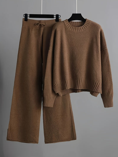 Elegant sweater and wide-legged pants set for women