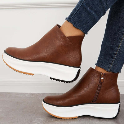 Platform Wedge Sneakers Easy Slip On Ankle Boots for Women