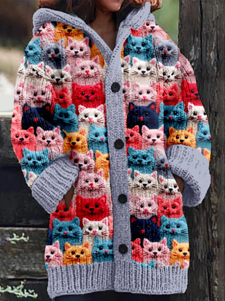 Doortje - Autumn jacket with hood and cat print
