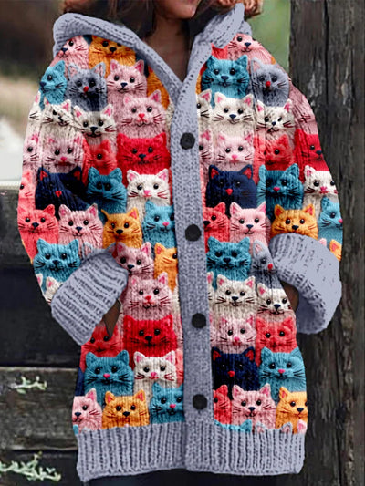 Doortje - Autumn jacket with hood and cat print