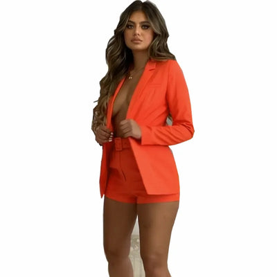 Marga - Elegant linen blazer and shorts set for women