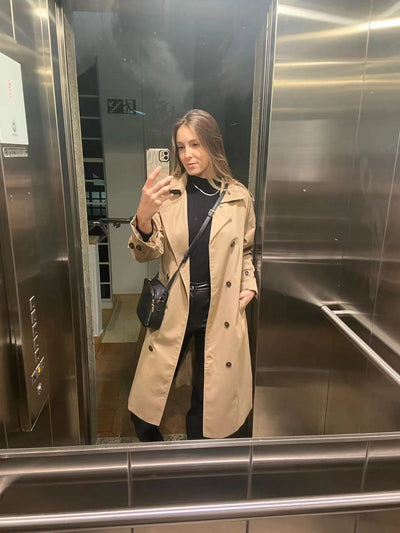 Women's long oversized double-breasted coat