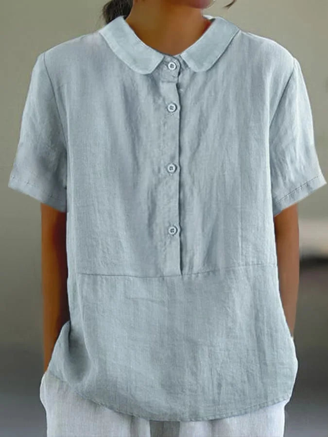 Emma - Relaxed plain collar button-down shirt