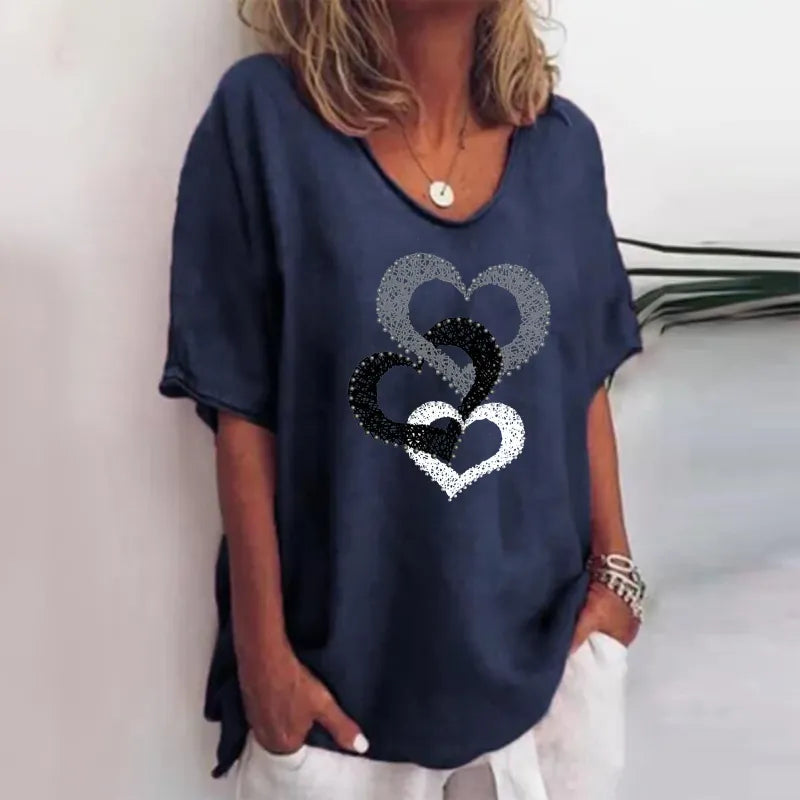 Alba - Green Floral Print Crew Neck Half Sleeve T-Shirt