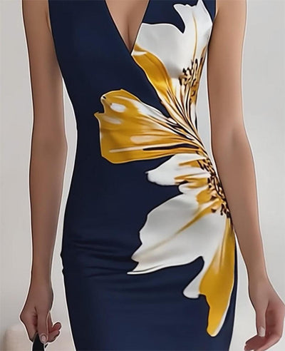 Elegant floral print sleeveless long dress ideal for special occasions