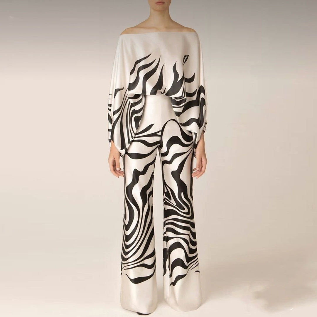 Women's one-sleeve wide-leg jumpsuit with elegant design and modern style