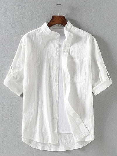 Hugo - Men's 3/4 length beach shirt, ideal for summer, with a mandarin collar