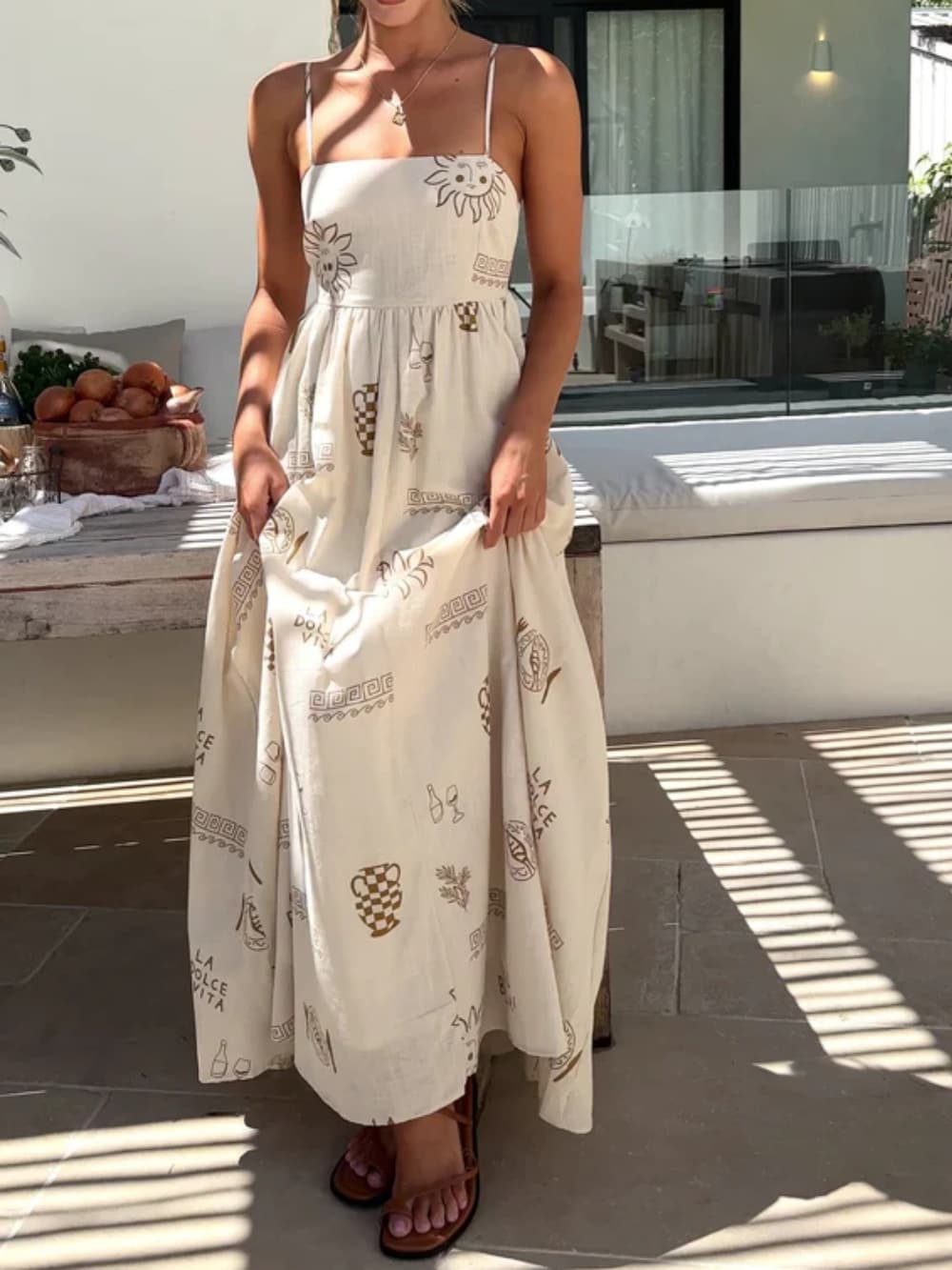 Estefania - Chill Vibes open back maxi dress with thin straps