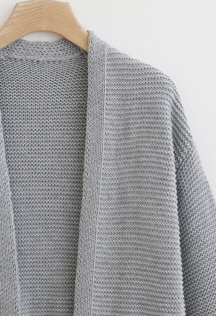 Open Cardigan with Pockets in Classic Grey - Ideal for Layering