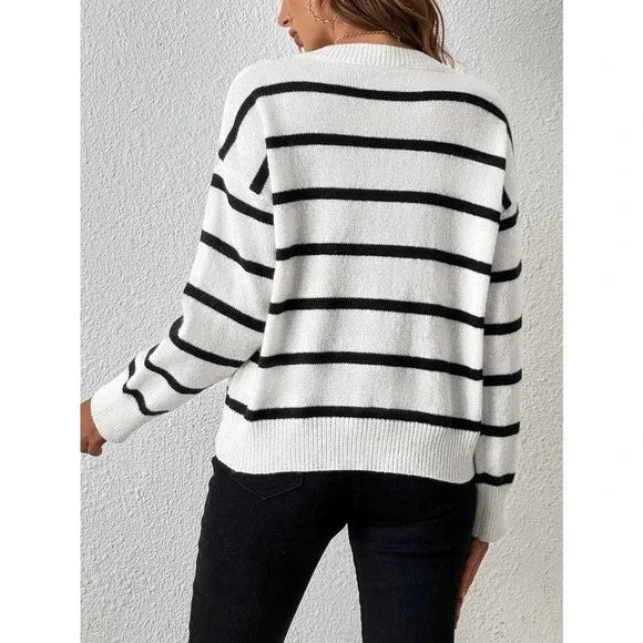 Minimalist striped V-neck sweater