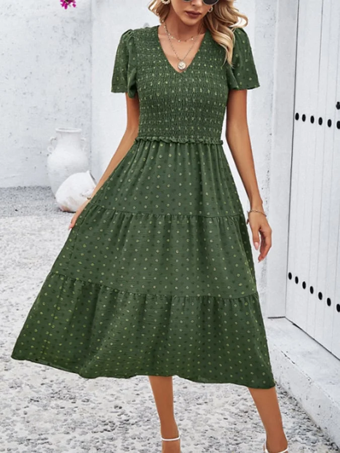 Jessica - Short-sleeved V-neck dress