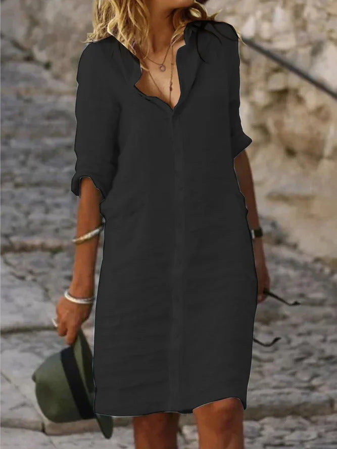Angela - Button-down dress with lapel collar