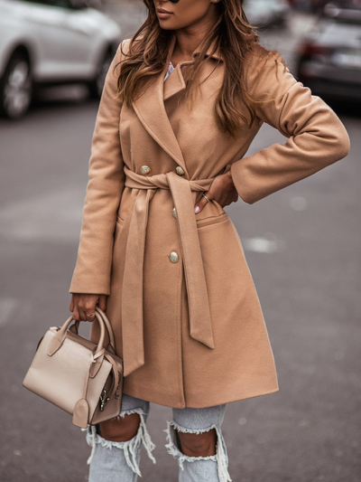 Elegant women's winter coat with modern design