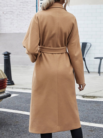 Elegant mid-length double-zipper coat for autumn and winter