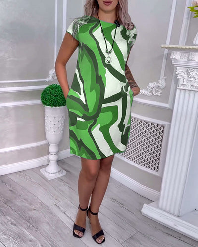 Mar - Short-sleeved dress with print