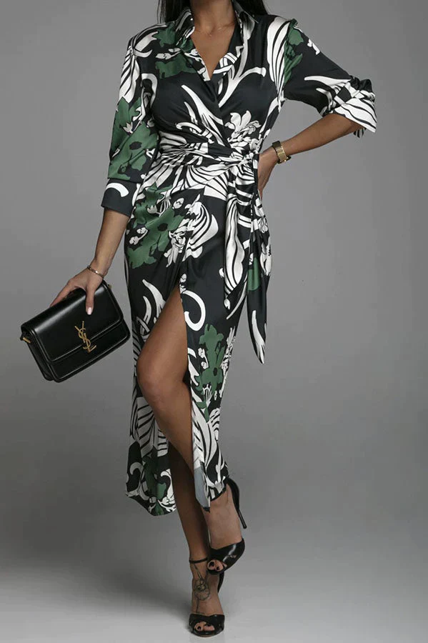 Malena - Printed midi shirt dress by Lasting Daydream