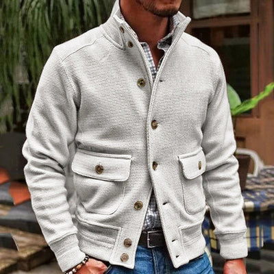 Men's classic solid color button-down jacket for autumn and winter