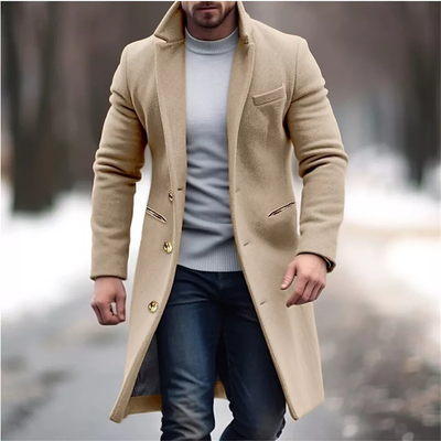 Men's winter trench coat with a slim fit for a stylish look