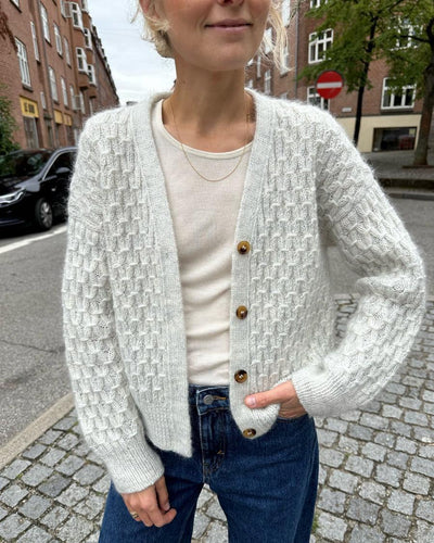 Cozy solid color button down V-neck long sleeve jacket