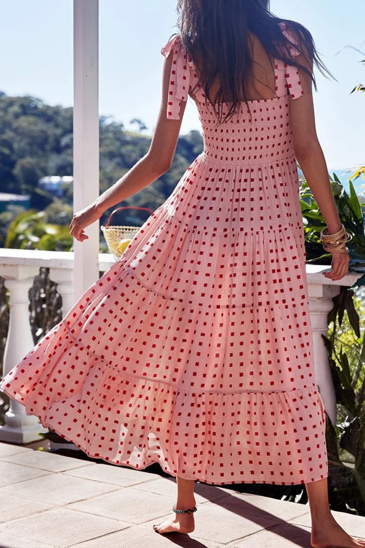 Mia - Printed dresses with thin straps and urban fashion patches