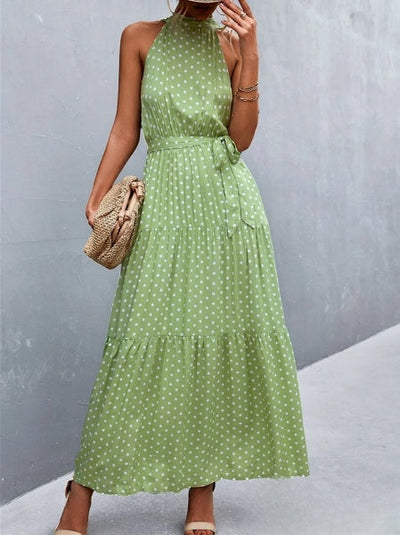 Irene - Bestselling strapless jumpsuit dress with a wave-dot print neckline